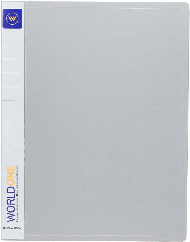 WORLDONE Display Book File Folder with 40 Pockets Plastic File Display Presentation Book, A4 Size, Color: Blue, Set of : 1 - A4, Grey, 40 Pockets