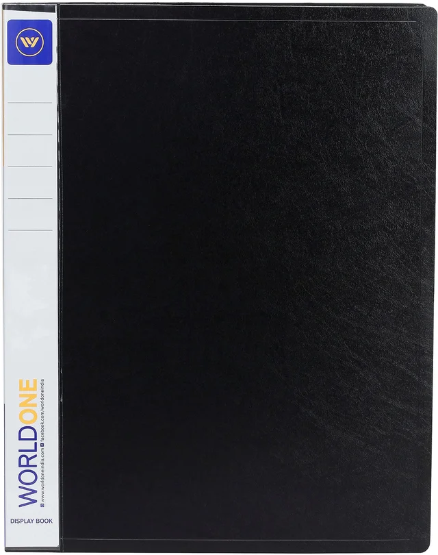 WORLDONE Display Book File Folder with 60 Pockets Plastic File Display Presentation Book, A4 Size, Color: Black, Set of : 1 (DB_505-BK) - A4, Black, 60 Pockets