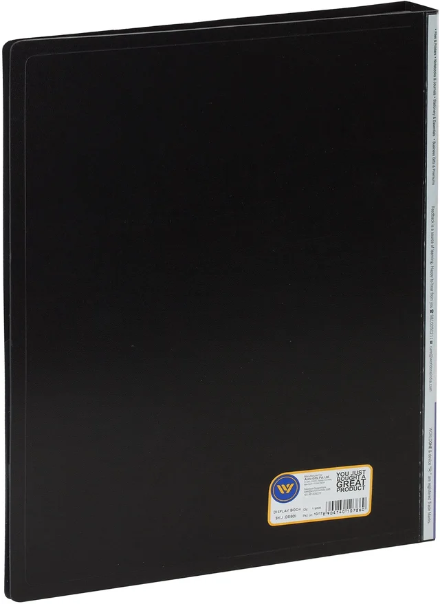 WORLDONE Display Book File Folder with 60 Pockets Plastic File Display Presentation Book, A4 Size, Color: Black, Set of : 1 (DB_505-BK) - A4, Black, 60 Pockets