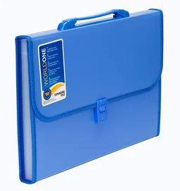 WORLDONE Foolsacp Expanding File with Handle & Lock, Set of 1, Size: FC, Color: Blue