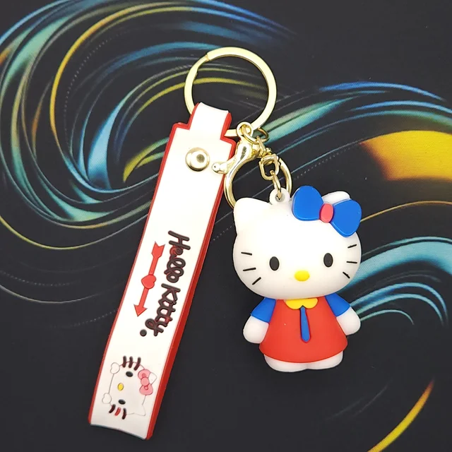 3D Sanrio Hello Kitty - Red Silicone Keychain with Strap
