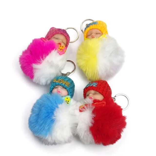 Colorful Baby-doll pom-pom Keychain