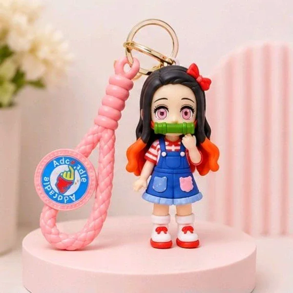 3D Nezuko Kamado - Demon Slayer Anime Silicone Keychain with Strap