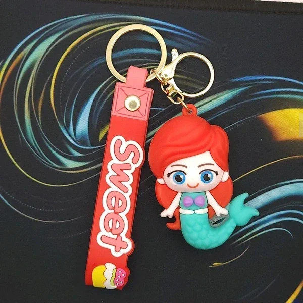 3D Mermaid Figure Silicone Keychain with Strap