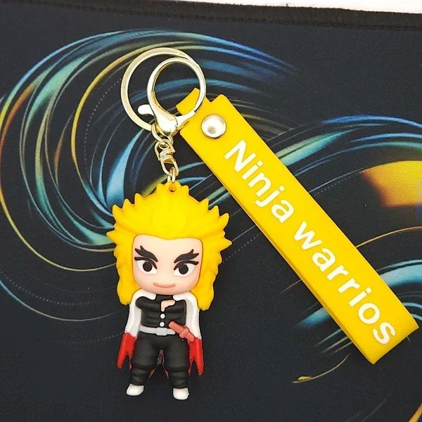 3D Kyojuro Rengoku Anime Silicone Keychain with Hand Strap