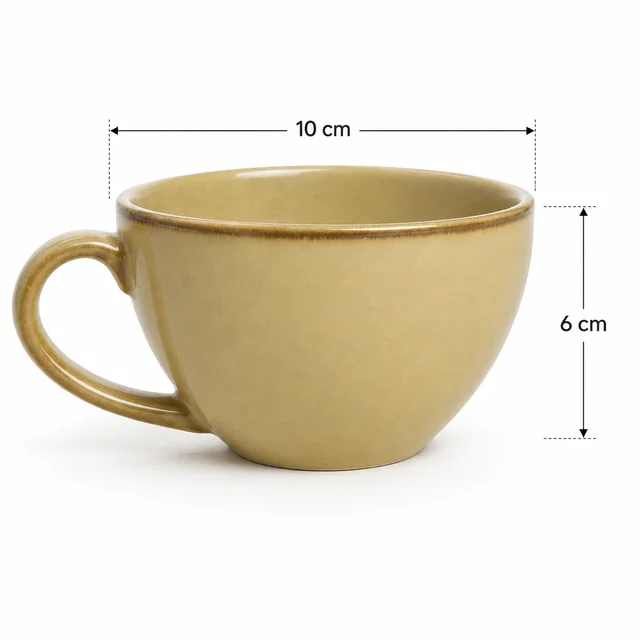 Smirk Living Smirk Cappuccino Cup Set of 2 Pista Green Porcelain 250ml Glossy Finish - 2