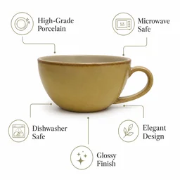 Smirk Living Smirk Cappuccino Cup Set of 2 Pista Green Porcelain 250ml Glossy Finish - 2