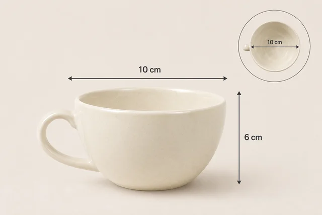 Smirk Living Smirk Ceramic Coffee Cup Set of 2, Ivory, 250ml | Cappuccino Cup | Speckled Glossy Finish | Large Ceramic Coffee Cup | Microwave Safe | for Cappuccino, Latte, Soup, Coffee - Ivory - 2