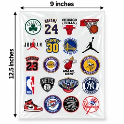 Smirk Living NBA Basketball DTF Transfer Sticker Sheet | 12.5 × 9 Inches | Long-Lasting Sports & Basketball Stickers for Laptop, Bottles, Phone Cases & More – Smirk Living