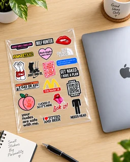Adult Humor DTF Transfer Sticker Sheet | 12.5 × 9 Inches | Long-Lasting Funny, Cheeky & Edgy Stickers for Laptop, Bottles, Phone Cases & More – Smirk Living