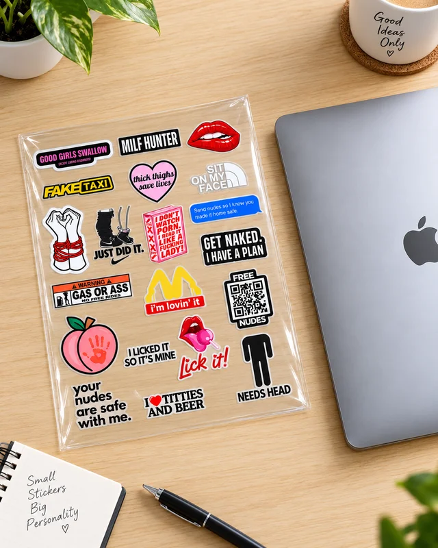 Adult Humor DTF Transfer Sticker Sheet | 12.5 × 9 Inches | Long-Lasting Funny, Cheeky & Edgy Stickers for Laptop, Bottles, Phone Cases & More – Smirk Living