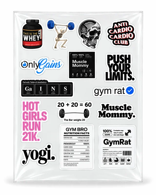 Smirk Living Gym Rat DTF Transfer Sticker Sheet | 12.5 × 9 Inches | Long-Lasting Bodybuilding, Weightlifting & Fitness Stickers for Laptop, Bottles & Gym Gear – Smirk Living
