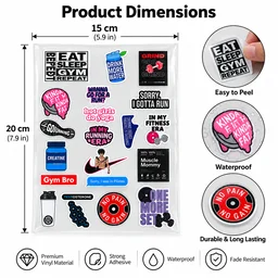 Smirk Living Gym & Fitness DTF Transfer Sticker Sheet | 12.5 × 9 Inches | Long-Lasting Workout, Running & Pilates Stickers for Laptop, Bottles & More – Smirk Living