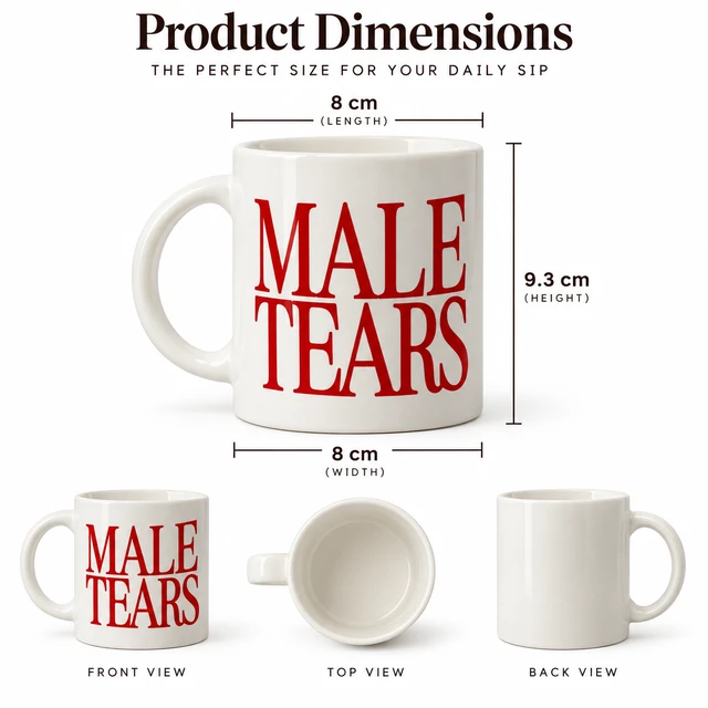 Smirk Living Male Tears Coffee Mug - White and Red, Set Of 1