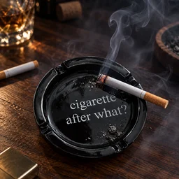 Smirk Living Cigarette After What? Ceramic Ashtray | Glossy Black | Funny & Quirky Home Decor
