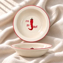 Smirk Living I'm So Hot Ceramic Pasta Bowl | 400ml | 7 Inches | Red Chilli Design | Quirky Ceramic Tableware - 1