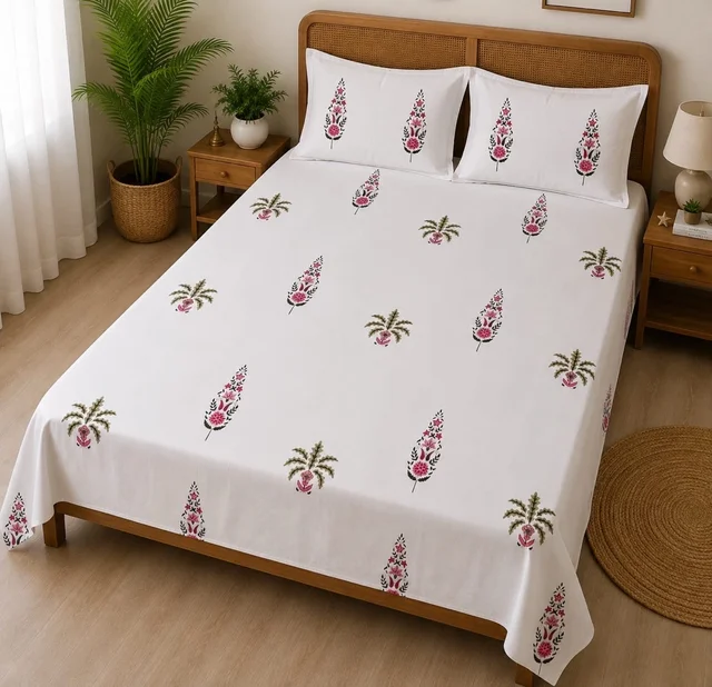 Guldasta Handblock Cotton Bedsheet