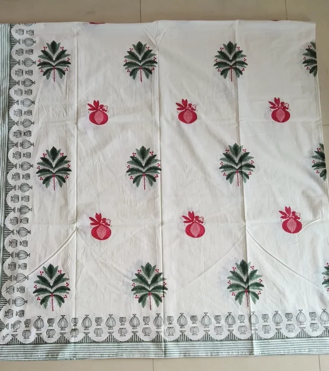 Handblock Anaar Super King Bedsheet 