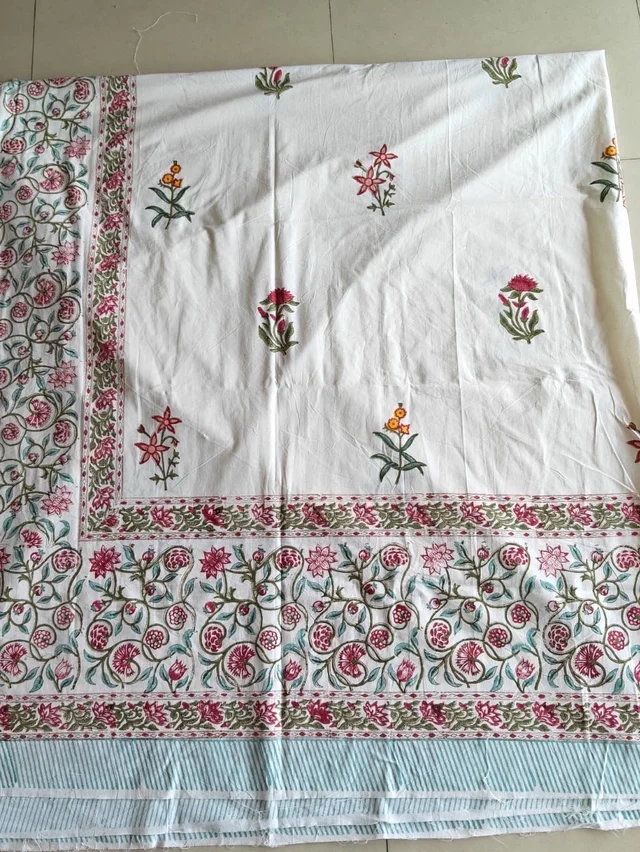 Handblock Bel Super King Bedsheet 