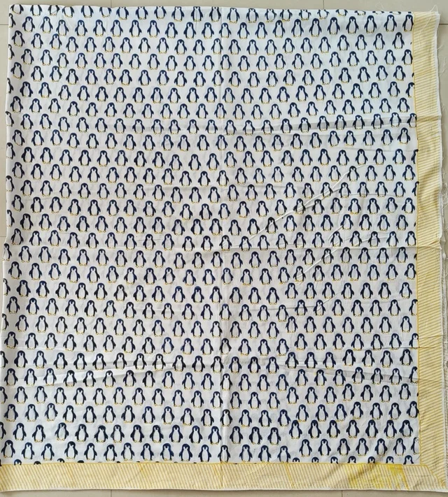 Handblock Penguin Super King Bedsheet 