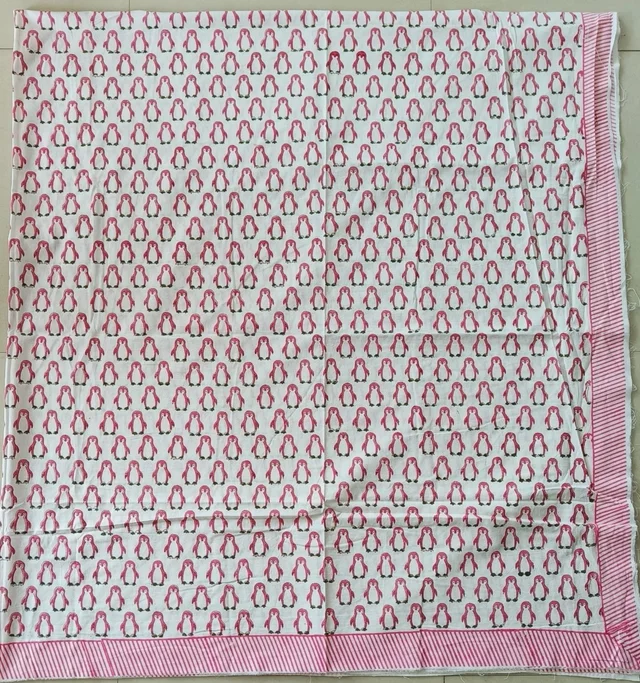 Handblock Penguin Super King Bedsheet 