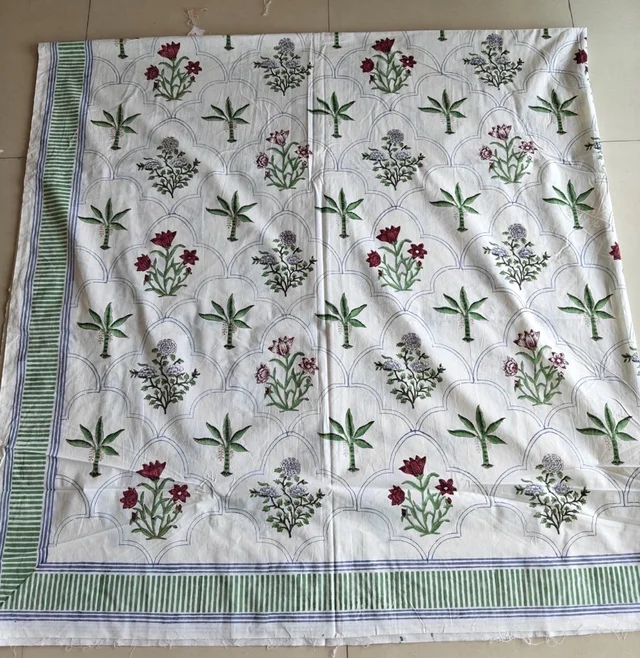 Handblock Boota Super King Bedsheet 