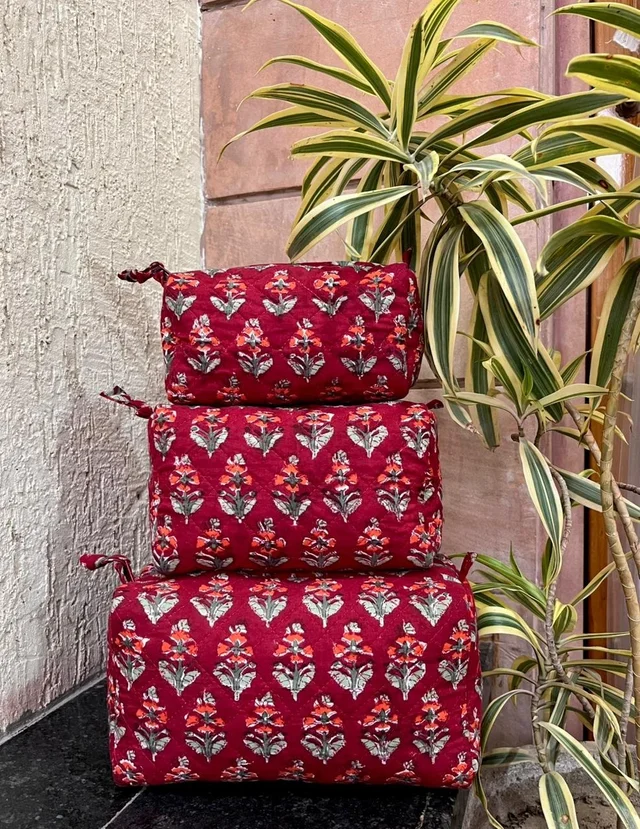 Straw 3 Pc makeup pouches