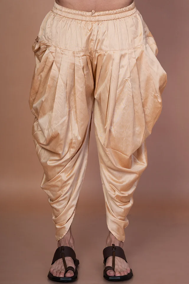 Beige Cotton Blend Solid Patiala