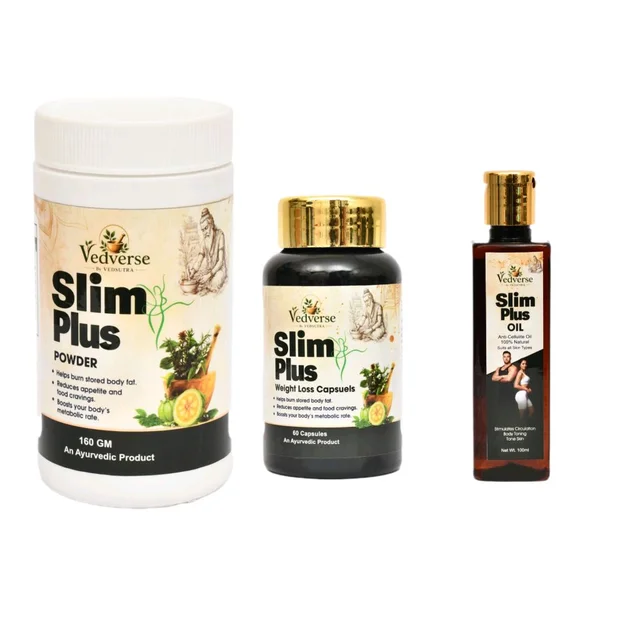 Slim Plus Kit Of Capsule, Powder And Oil - 1 month course