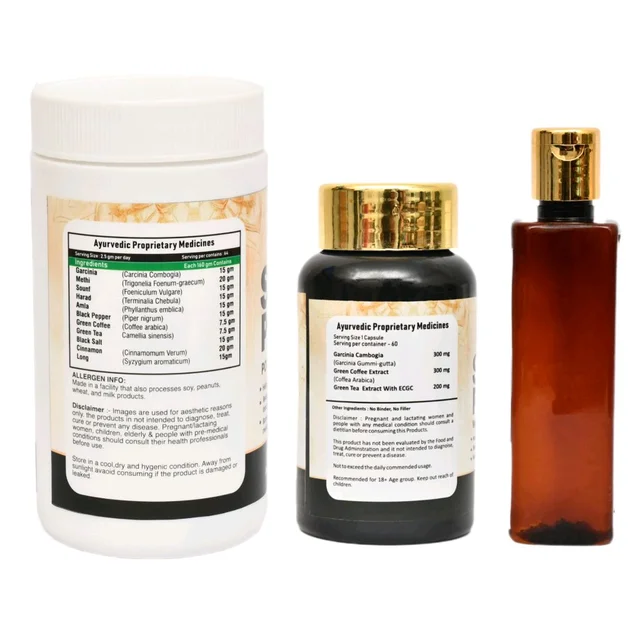 Slim Plus Kit Of Capsule, Powder And Oil - 1 month course