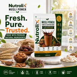 Musli & Ashwagandha & 25+ Power Nutrition Drink Natural Chocolate | 375g | Nutrolix