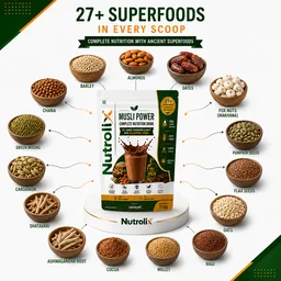 Musli & Ashwagandha & 25+ Power Nutrition Drink Natural Chocolate | 375g | Nutrolix