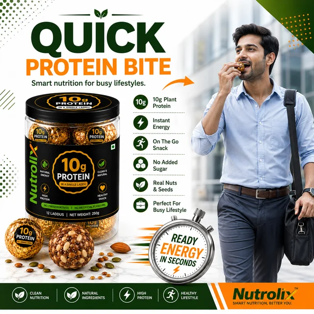 10g Protein Power Laddu | 250g | High Protein Healthy Snack | Nutrolix