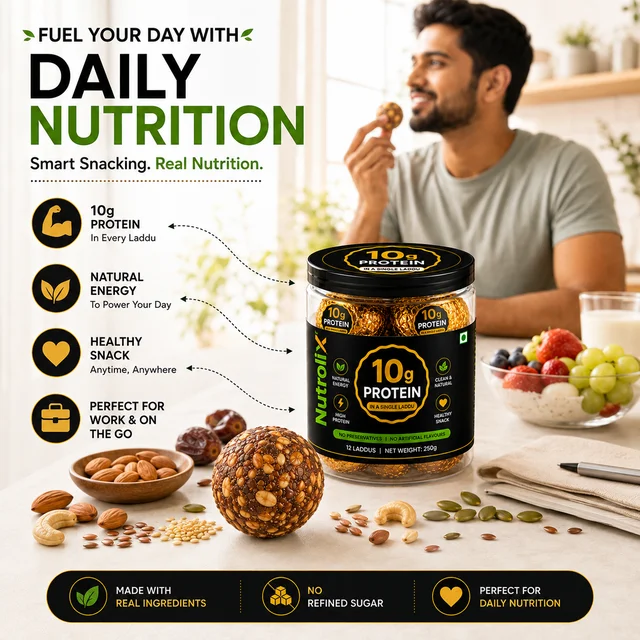 10g Protein Power Laddu | 250g | High Protein Healthy Snack | Nutrolix