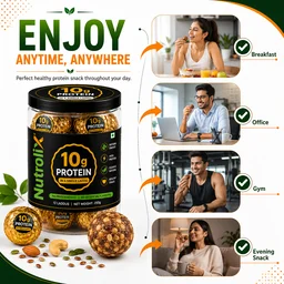 10g Protein Power Laddu | 250g | High Protein Healthy Snack | Nutrolix