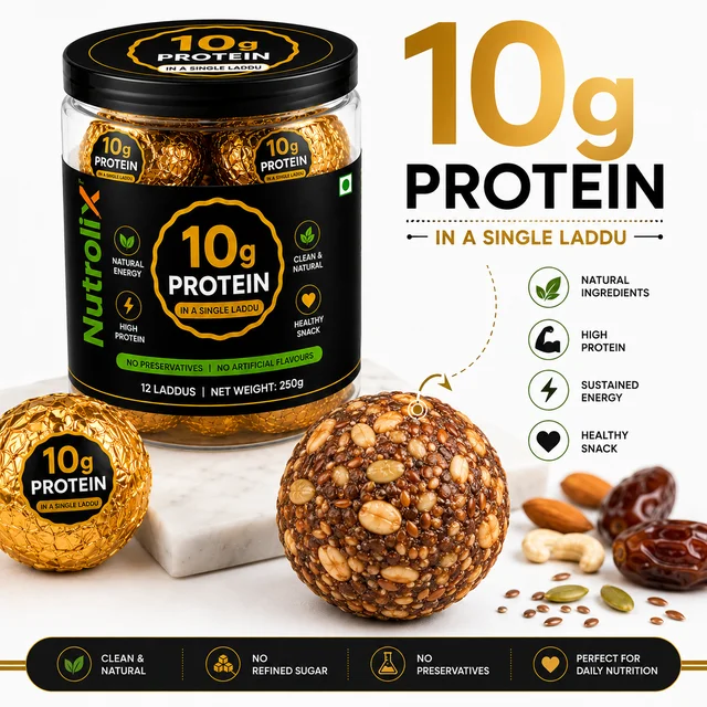 10g Protein Power Laddu | 250g | High Protein Healthy Snack | Nutrolix