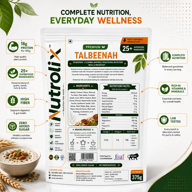 Nutrolix Premium Talbeenah | 375g | 25+ superfood Mix