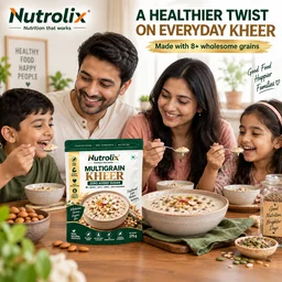 Nutrolix Multigrain Kheer 375g | 8+ Grain Kheer Mix | Zero Added Sugar | Healthy Breakfast & Dessert | Oats, Ragi, Jowar, Bajra & Quinoa