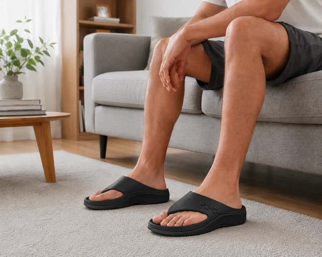 Walk elite Men's Premium Pillow slipper - 7, Black