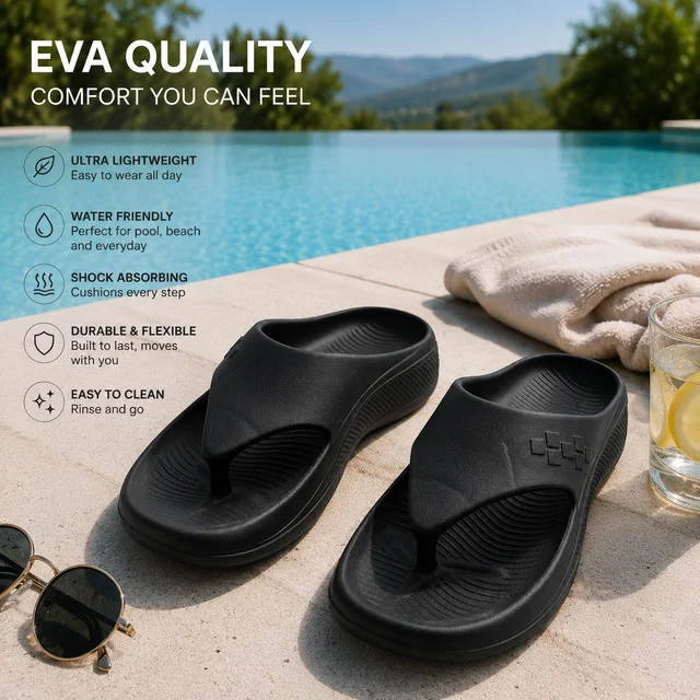 Walk elite Men's Premium Pillow slipper - 7, Black