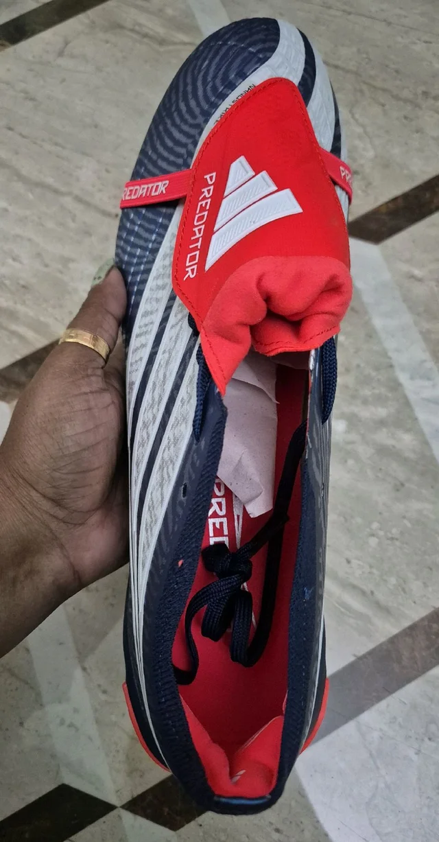 Predator Elite FT FG.Silver / Tech Indigo / Vivid Red Colourway - UK 9.5