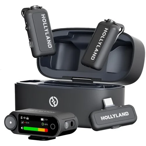 HOLLYLAND Hollyland LARK MAX 2 Combo 2-Person Wireless Microphone System for Cameras and Mobile Devices (Space Gray, 2.4 GHz) - Gray