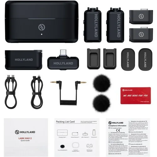 HOLLYLAND Hollyland LARK MAX 2 Combo 2-Person Wireless Microphone System for Cameras and Mobile Devices (Space Gray, 2.4 GHz) - Gray