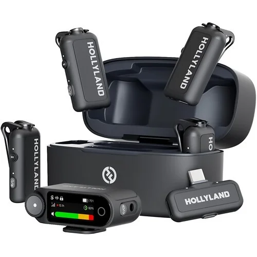 HOLLYLAND Hollyland LARK MAX 2 Combo 4-Person Wireless Microphone System for Cameras and Mobile Devices (Space Gray, 2.4 GHz) - Gray
