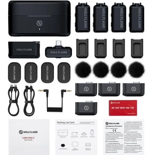 HOLLYLAND Hollyland LARK MAX 2 Combo 4-Person Wireless Microphone System for Cameras and Mobile Devices (Space Gray, 2.4 GHz) - Gray