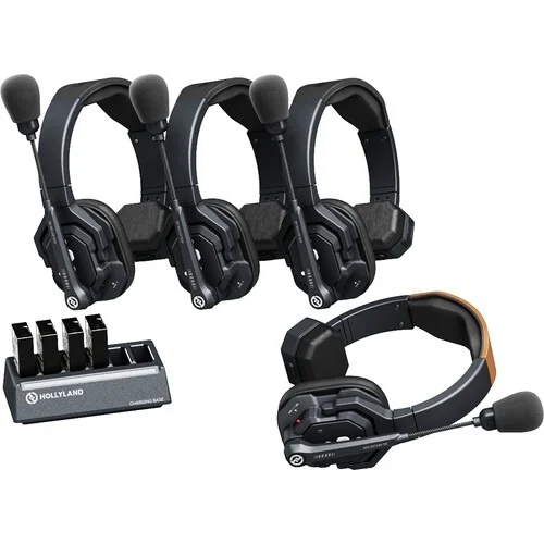 HOLLYLAND Hollyland Solidcom SE Global 4S 4-Person Full-Duplex Single-Ear Noise-Canceling Headset Intercom System (2.4 GHz) - Black