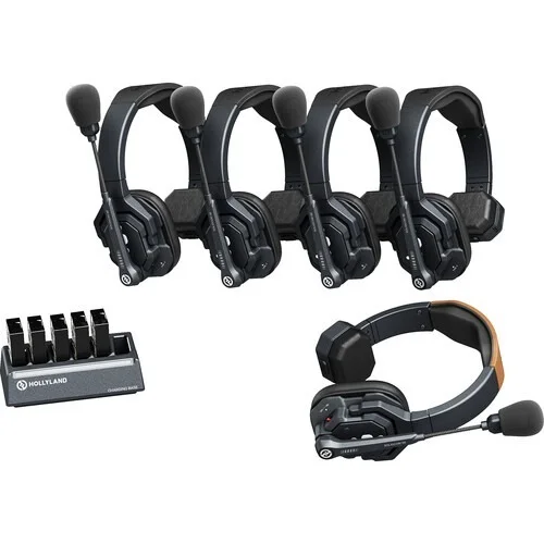 HOLLYLAND Hollyland Solidcom SE Global 5S 5-Person Full-Duplex Single-Ear Noise-Canceling Headset Intercom System (2.4 GHz) - Black