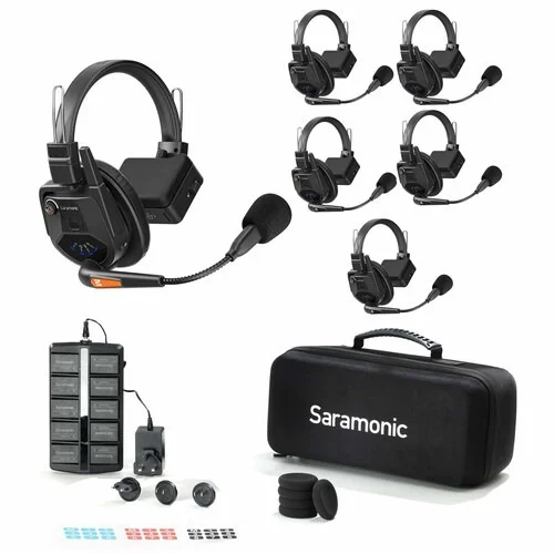 SARAMONIC Saramonic WiTalk9-5S 5-Person Full-Duplex Wireless Intercom System with Single-Ear Headsets (1.9 GHz) - Black