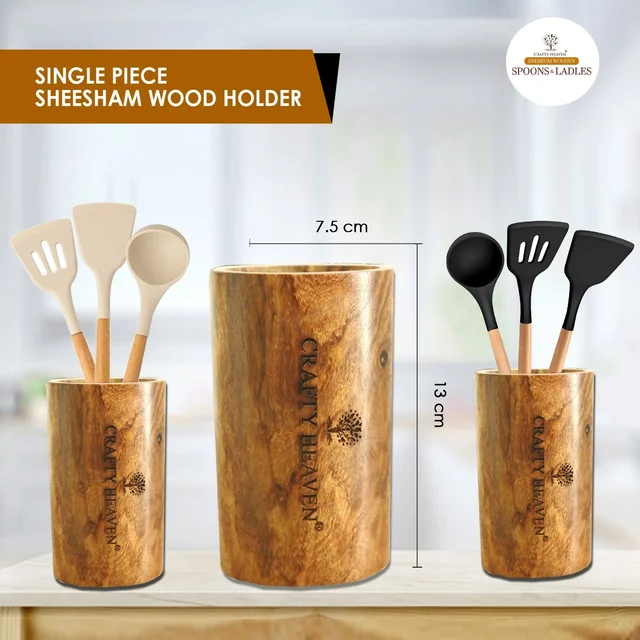 Silicone Spatula Set for Kitchen Ideal for Non-Stick Cooking Pans Ladles Natural Acacia Hard Wood Handle Turner Serving Cooking Spoon for Omelet Egg Dosa chapati Set of 4 (White) - Standard, White