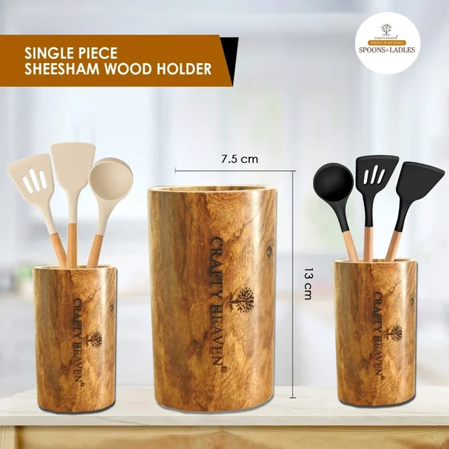 Silicone Spatula Set for Kitchen Ideal for Non-Stick Cooking Pans Ladles Natural Acacia Hard Wood Handle Turner Serving Cooking Spoon for Omelet Egg Dosa chapati Set of 6 (Cream) - Standard, Cream